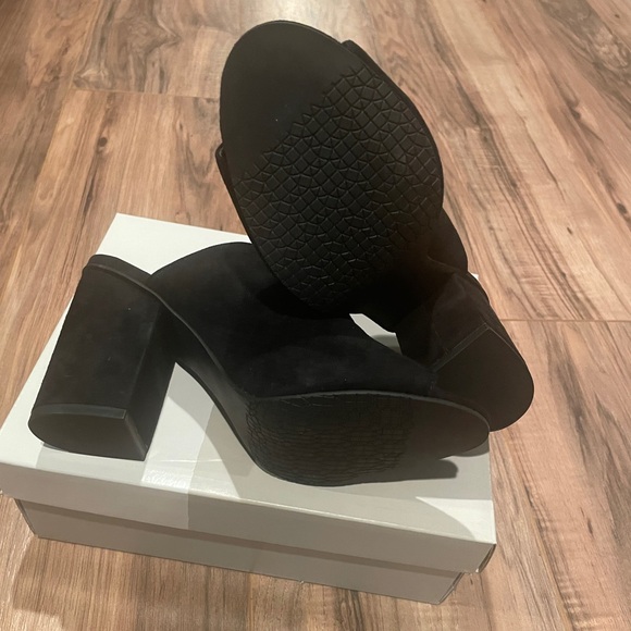 BP Open Toe Mule Black Heels Size 7.5 - Picture 2 of 5